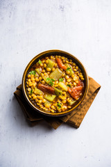 Lauki / Doodhi Chana Dal Subji or Bottlegourd Gram Curry, served in a bowl.selective focus