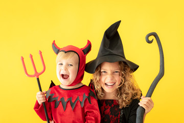 Happy children dressed Halloween costume