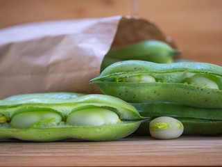 Fresh broad beans in pod