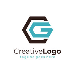 Hexagon Letter C and G Logo Vector