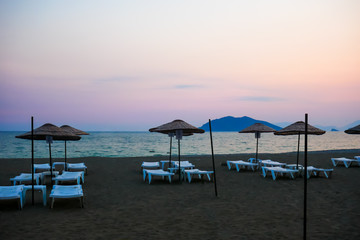 evening, sunset beach cost sea