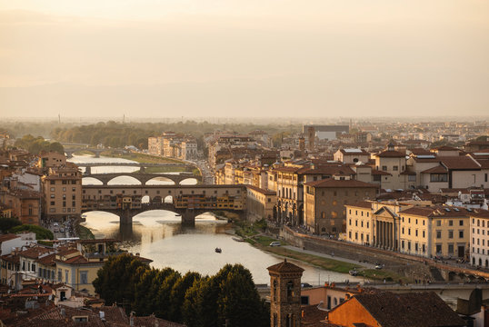 Florence cityscape with the Ponte Vecchio