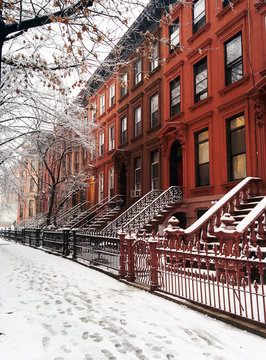 Brooklyn Brownstones in the snow