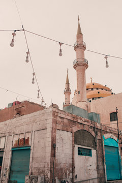 Beautiful white rock mosque in Jordan