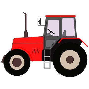 tractor drawing, isolate on a white background