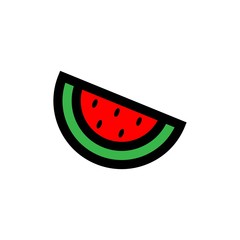 Colored watermelon line vector single icon