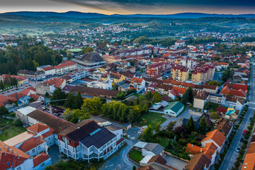 Fototapeta premium Daruvar in the morning from the air 