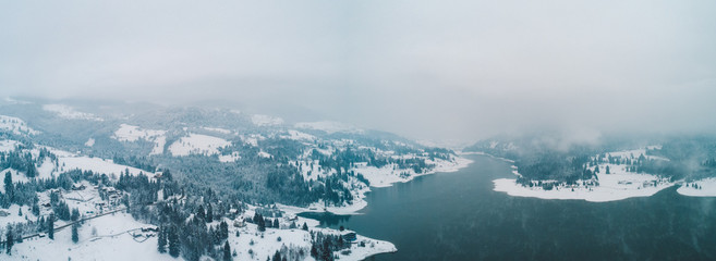 Mountain lake in winter