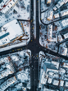 Aerial panorama above the city of Sofia, Bulgaria