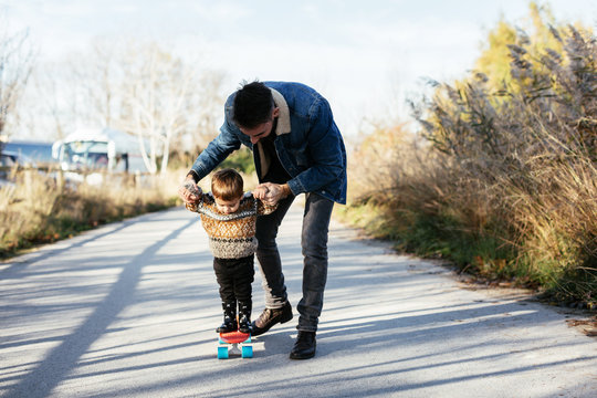 Family enjoying a sunny autumn day.