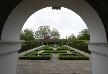 Entrance to manicured victorian garden