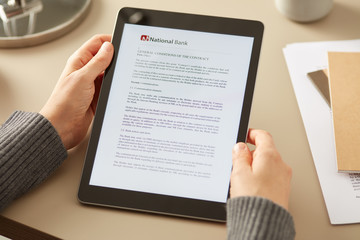 Client reading agreement contract of bank