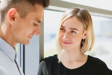 Beautiful woman portrait at workplace examining financial statistics. White collar worker at workspace exchange market startup irs certified public accountant internal revenue officer concept