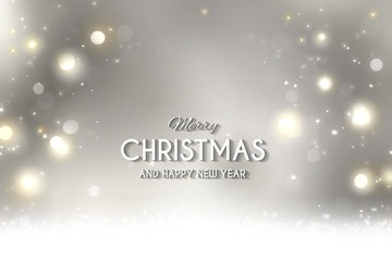 Elegant silver bokeh Christmas background with wishing words