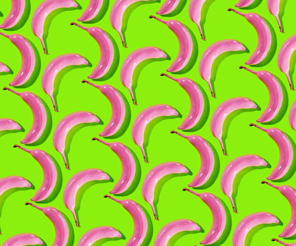 Pink Banana Pattern on Yellow