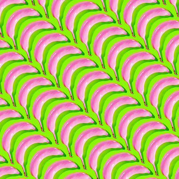 Pink Banana Pattern on Yellow