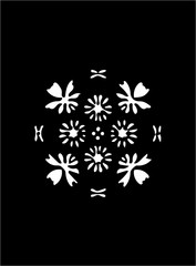 Ornate abstract white symbol on black background