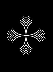 Ornate abstract white symbol on black background