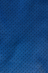 Sport Clothing Fabric Texture Background. Top View of Cloth Textile Surface. Blue football shorts....
