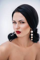 Portrait of beautiful brunette woman  with makeup 