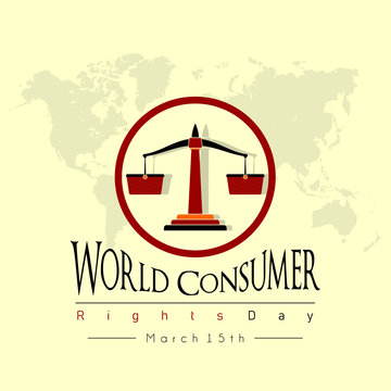 Typography for World consumer Right Day design with basket scales