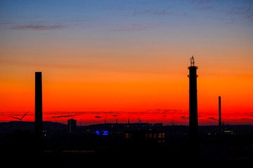 Industrie Skyline Ruhrgebiet bei Nacht