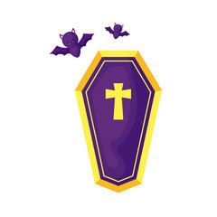 Obraz premium bats flying halloween with coffin