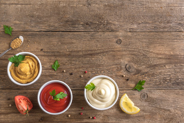 ketchup, mayonnaise and mustard
