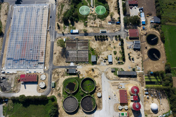 Water purification plant in construction from above