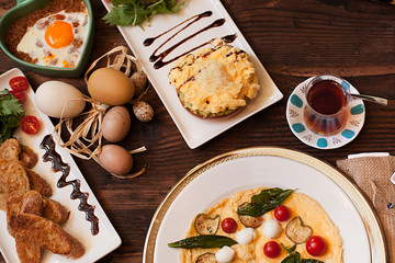 omelette and eggs turkish tea