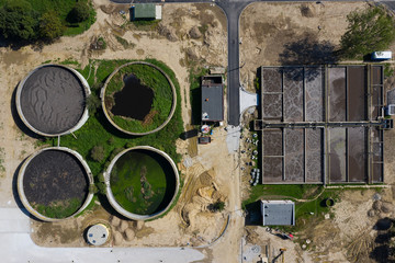 Water purification plant in construction from above