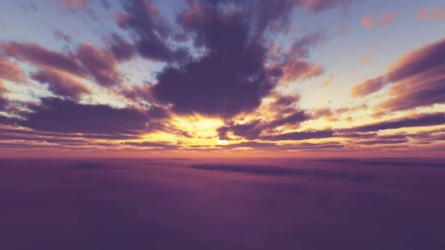 heaven, sunset over the clouds 4k