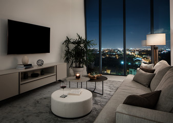 Warm evening view from apartment miami