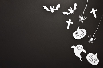 Halloween craft background with space to the left