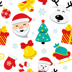 Christmas flat seamless pattern white