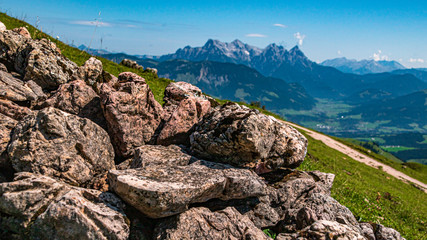 Fototapeta na wymiar Beautiful alpine view at the famous Kitzbüheler Horn, Kitzbühel, Tyrol, Austria