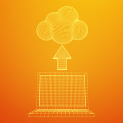 Concept of cloud computing technology with laptop