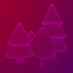 Mesh image of trees. Low poly background.