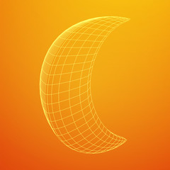 Crescent moon wireframe vector