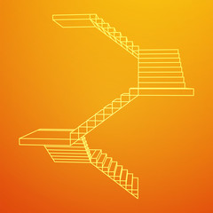 Wireframe stairs, interior staircases steps