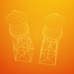 Water tower. Industrial construction vector