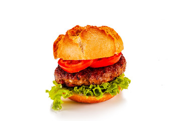 Tasty burger on white background