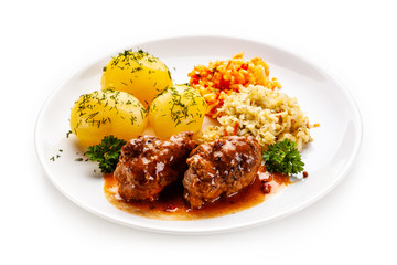 Wrapped pork chop with boiled potatoes
