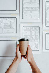 UX website design wireframe. Sketch, prototype, framework, layout future design project. UI/UX -...