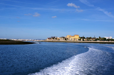 vue sur Faro depuis la lagune, Portugal
