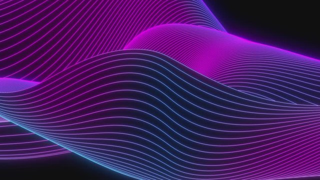 Looped animation. Abstract colorful wavy background in bright rainbow colors. Modern colorful wallpaper. 3d rendering.