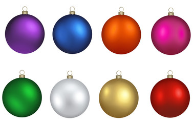 set colorful christmas balls vector - obrazy, fototapety, plakaty