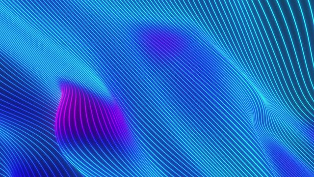 Looped animation. Abstract colorful wavy background in bright rainbow colors. Modern colorful wallpaper. 3d rendering.