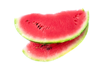 closeup of some pieces of refreshing watermelon isolated on a white background