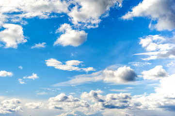 Naklejka na ściany i meble Sky blue or azure sky and white cloud background, beautiful nature on summer